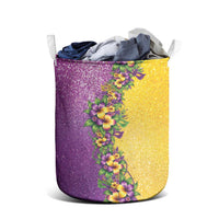 Hawaii Mardi Gras Laundry Basket Plumeria Lei Beads Glitter Style