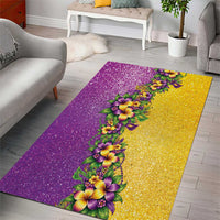 Hawaii Mardi Gras Area Rug Plumeria Lei Beads Glitter Style