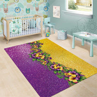 Hawaii Mardi Gras Area Rug Plumeria Lei Beads Glitter Style