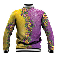 Hawaii Mardi Gras Baseball Jacket Plumeria Lei Beads Glitter Style
