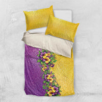 Hawaii Mardi Gras Bedding Set Plumeria Lei Beads Glitter Style