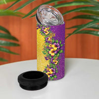 Hawaii Mardi Gras 4 in 1 Can Cooler Tumbler Plumeria Lei Beads Glitter Style