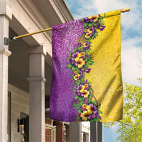 Hawaii Mardi Gras Garden Flag Plumeria Lei Beads Glitter Style