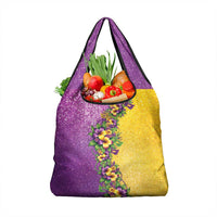 Hawaii Mardi Gras Grocery Bag Plumeria Lei Beads Glitter Style