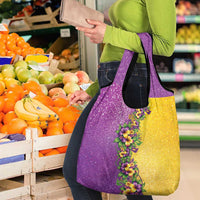 Hawaii Mardi Gras Grocery Bag Plumeria Lei Beads Glitter Style