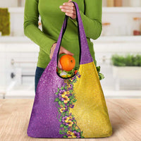 Hawaii Mardi Gras Grocery Bag Plumeria Lei Beads Glitter Style