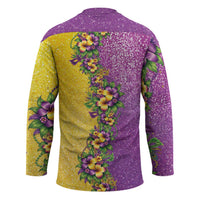 Hawaii Mardi Gras Hockey Jersey Plumeria Lei Beads Glitter Style