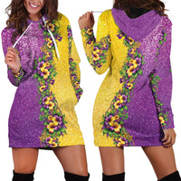Hawaii Mardi Gras Hoodie Dress Plumeria Lei Beads Glitter Style