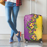 Hawaii Mardi Gras Luggage Cover Plumeria Lei Beads Glitter Style