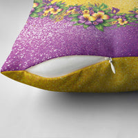 Hawaii Mardi Gras Pillow Cover Plumeria Lei Beads Glitter Style