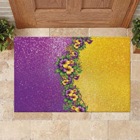 Hawaii Mardi Gras Rubber Doormat Plumeria Lei Beads Glitter Style