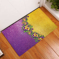 Hawaii Mardi Gras Rubber Doormat Plumeria Lei Beads Glitter Style