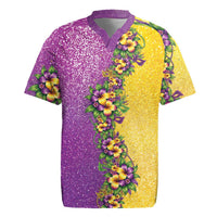 Hawaii Mardi Gras Rugby Jersey Plumeria Lei Beads Glitter Style
