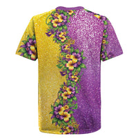 Hawaii Mardi Gras Rugby Jersey Plumeria Lei Beads Glitter Style