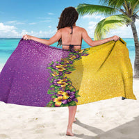 Hawaii Mardi Gras Sarong Plumeria Lei Beads Glitter Style