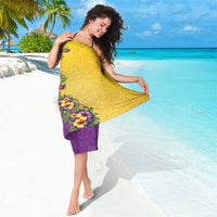 Hawaii Mardi Gras Sarong Plumeria Lei Beads Glitter Style