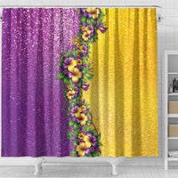 Hawaii Mardi Gras Shower Curtain Plumeria Lei Beads Glitter Style