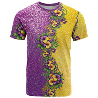Hawaii Mardi Gras T Shirt Plumeria Lei Beads Glitter Style