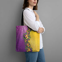 Hawaii Mardi Gras Tote Bag Plumeria Lei Beads Glitter Style