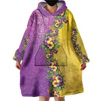Hawaii Mardi Gras Wearable Blanket Hoodie Plumeria Lei Beads Glitter Style