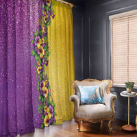 Hawaii Mardi Gras Window Curtain Plumeria Lei Beads Glitter Style