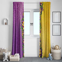 Hawaii Mardi Gras Window Curtain Plumeria Lei Beads Glitter Style