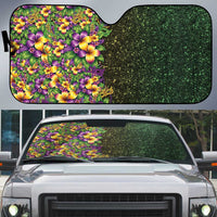 Hawaii Mardi Gras Auto Sun Shade Tropical Flowers Glitter Style