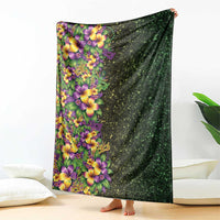 Hawaii Mardi Gras Blanket Tropical Flowers Glitter Style