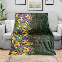 Hawaii Mardi Gras Blanket Tropical Flowers Glitter Style