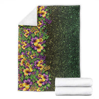 Hawaii Mardi Gras Blanket Tropical Flowers Glitter Style