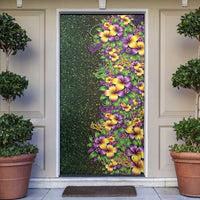 Hawaii Mardi Gras Door Cover Tropical Flowers Glitter Style