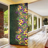 Hawaii Mardi Gras Door Cover Tropical Flowers Glitter Style
