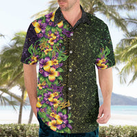 Hawaii Mardi Gras Hawaiian Shirt Tropical Flowers Glitter Style