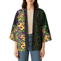Hawaii Mardi Gras Kimono Tropical Flowers Glitter Style