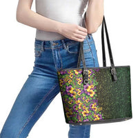 Hawaii Mardi Gras Leather Tote Bag Tropical Flowers Glitter Style