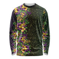 Hawaii Mardi Gras Long Sleeve Shirt Tropical Flowers Glitter Style