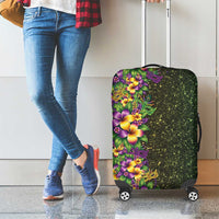 Hawaii Mardi Gras Luggage Cover Tropical Flowers Glitter Style