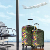 Hawaii Mardi Gras Luggage Cover Tropical Flowers Glitter Style