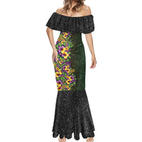Hawaii Mardi Gras Mermaid Dress Tropical Flowers Glitter Style