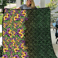 Hawaii Mardi Gras Quilt Tropical Flowers Glitter Style