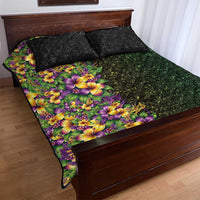 Hawaii Mardi Gras Quilt Bed Set Tropical Flowers Glitter Style