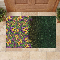 Hawaii Mardi Gras Rubber Doormat Tropical Flowers Glitter Style