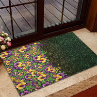 Hawaii Mardi Gras Rubber Doormat Tropical Flowers Glitter Style