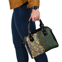 Hawaii Mardi Gras Shoulder Handbag Tropical Flowers Glitter Style