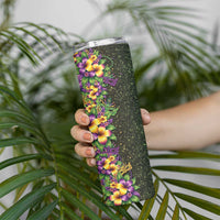 Hawaii Mardi Gras Skinny Tumbler Tropical Flowers Glitter Style