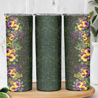 Hawaii Mardi Gras Skinny Tumbler Tropical Flowers Glitter Style