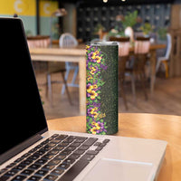 Hawaii Mardi Gras Skinny Tumbler Tropical Flowers Glitter Style