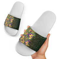 Hawaii Mardi Gras Slide Sandals Tropical Flowers Glitter Style