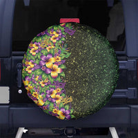 Hawaii Mardi Gras Spare Tire Cover Tropical Flowers Glitter Style