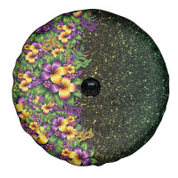 Hawaii Mardi Gras Spare Tire Cover Tropical Flowers Glitter Style